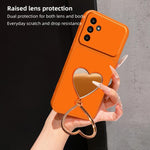 Custodia per telefono antiurto serie agnello con effetto pelle e specchietto a forma di cuore, For Galaxy A14 5G