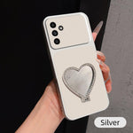 Custodia per telefono antiurto serie agnello con effetto pelle e specchietto a forma di cuore, For Galaxy A14 5G