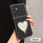 Custodia per telefono antiurto serie agnello con effetto pelle e specchietto a forma di cuore, For Galaxy S23 FE 5G, For Galaxy S23 Ultra 5G, For Galaxy S23+ 5G, For Galaxy S23 5G