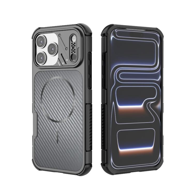 Custodia magnetica antiurto per telefono con texture in fibra di carbonio e airbag, resistente agli urti., For iPhone 17 Pro Max, For iPhone 17 Pro, For iPhone 17, For iPhone 16 Pro Max, For iPhone 16 Plus, For iPhone 16
