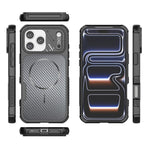 Custodia magnetica antiurto per telefono con texture in fibra di carbonio e airbag, resistente agli urti., For iPhone 17 Pro Max, For iPhone 17 Pro, For iPhone 17, For iPhone 16 Pro Max, For iPhone 16 Plus, For iPhone 16