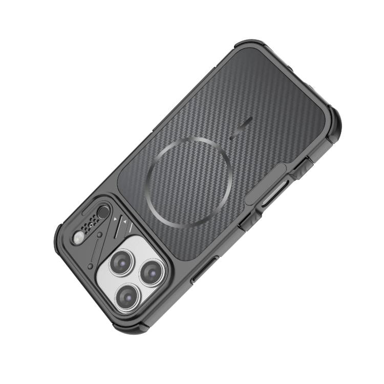 Custodia magnetica antiurto per telefono con texture in fibra di carbonio e airbag, resistente agli urti., For iPhone 17 Pro Max, For iPhone 17 Pro, For iPhone 17, For iPhone 16 Pro Max, For iPhone 16 Plus, For iPhone 16