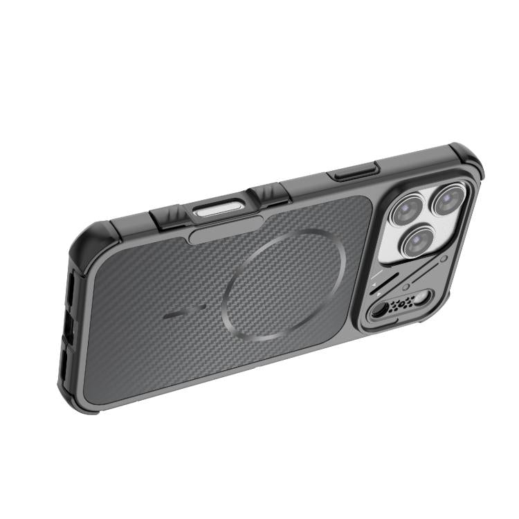 Custodia magnetica antiurto per telefono con texture in fibra di carbonio e airbag, resistente agli urti., For iPhone 17 Pro Max, For iPhone 17 Pro, For iPhone 17, For iPhone 16 Pro Max, For iPhone 16 Plus, For iPhone 16
