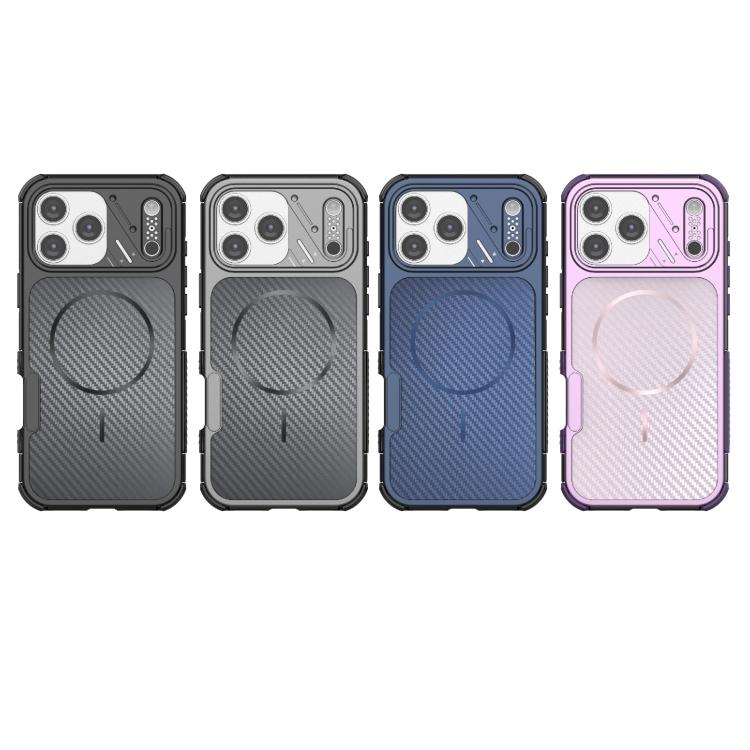 Custodia magnetica antiurto per telefono con texture in fibra di carbonio e airbag, resistente agli urti., For iPhone 17 Pro Max, For iPhone 17 Pro, For iPhone 17, For iPhone 16 Pro Max, For iPhone 16 Plus, For iPhone 16