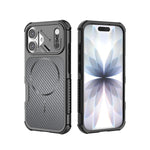 Custodia magnetica antiurto per telefono con texture in fibra di carbonio e airbag, resistente agli urti., For iPhone 17 Pro Max, For iPhone 17 Pro, For iPhone 17, For iPhone 16 Pro Max, For iPhone 16 Plus, For iPhone 16