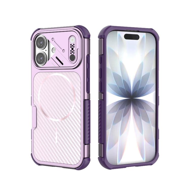 Custodia magnetica antiurto per telefono con texture in fibra di carbonio e airbag, resistente agli urti., For iPhone 17 Pro Max, For iPhone 17 Pro, For iPhone 17, For iPhone 16 Pro Max, For iPhone 16 Plus, For iPhone 16