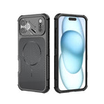 Custodia magnetica antiurto per telefono con texture in fibra di carbonio e airbag, resistente agli urti., For iPhone 17 Pro Max, For iPhone 17 Pro, For iPhone 17, For iPhone 16 Pro Max, For iPhone 16 Plus, For iPhone 16