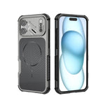 Custodia magnetica antiurto per telefono con texture in fibra di carbonio e airbag, resistente agli urti., For iPhone 17 Pro Max, For iPhone 17 Pro, For iPhone 17, For iPhone 16 Pro Max, For iPhone 16 Plus, For iPhone 16