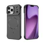 Custodia magnetica per telefono in PC con texture in fibra di carbonio, senza cornice e a metà rivestimento., For iPhone 18 Pro, For iPhone 18 Pro Max, For iPhone 17 Pro Max, For iPhone 17 Pro