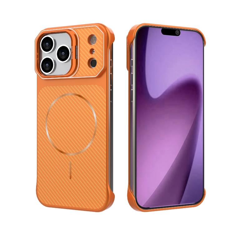 Custodia magnetica per telefono in PC con texture in fibra di carbonio, senza cornice e a metà rivestimento., For iPhone 18 Pro, For iPhone 18 Pro Max, For iPhone 17 Pro Max, For iPhone 17 Pro