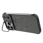 Custodia magnetica per telefono in PC con texture in fibra di carbonio, senza cornice e a metà rivestimento., For iPhone 18 Pro, For iPhone 18 Pro Max, For iPhone 17 Pro Max, For iPhone 17 Pro