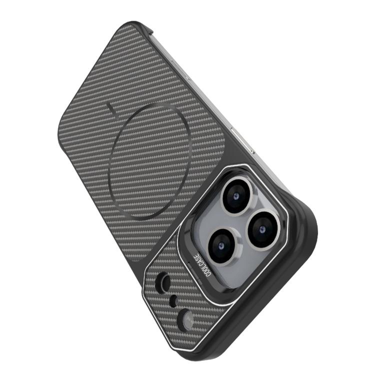 Custodia magnetica per telefono in PC con texture in fibra di carbonio, senza cornice e a metà rivestimento., For iPhone 18 Pro, For iPhone 18 Pro Max, For iPhone 17 Pro Max, For iPhone 17 Pro