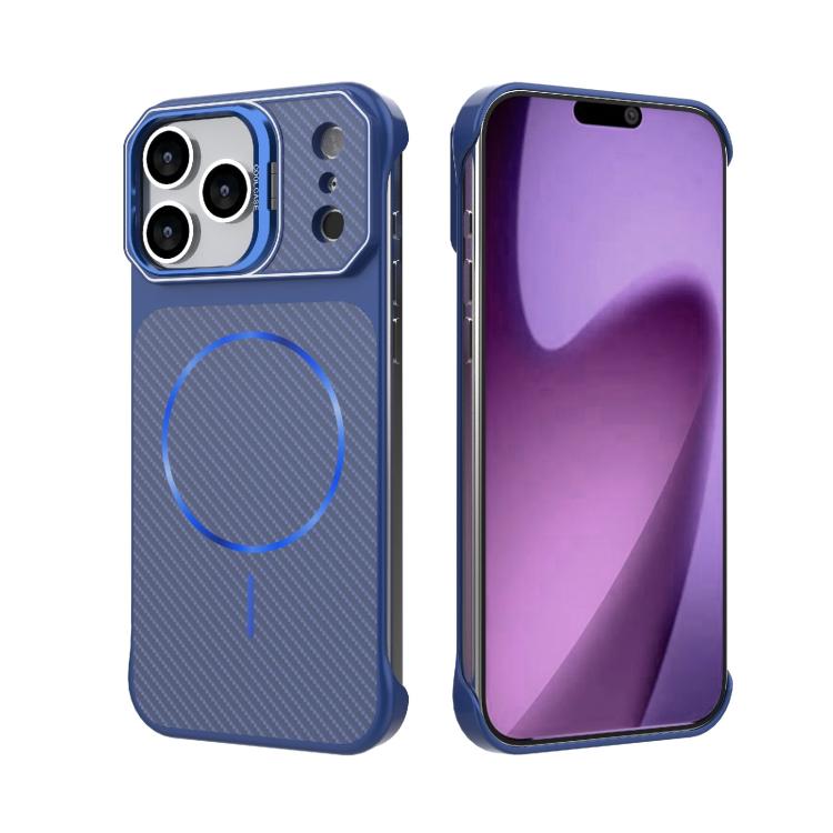Custodia magnetica per telefono in PC con texture in fibra di carbonio, senza cornice e a metà rivestimento., For iPhone 18 Pro, For iPhone 18 Pro Max, For iPhone 17 Pro Max, For iPhone 17 Pro