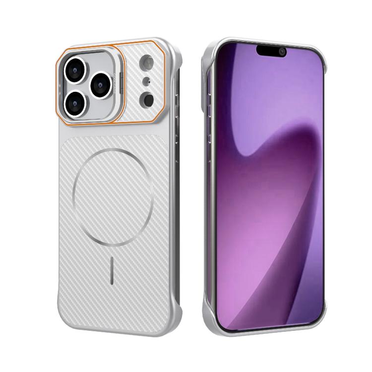 Custodia magnetica per telefono in PC con texture in fibra di carbonio, senza cornice e a metà rivestimento., For iPhone 18 Pro, For iPhone 18 Pro Max, For iPhone 17 Pro Max, For iPhone 17 Pro