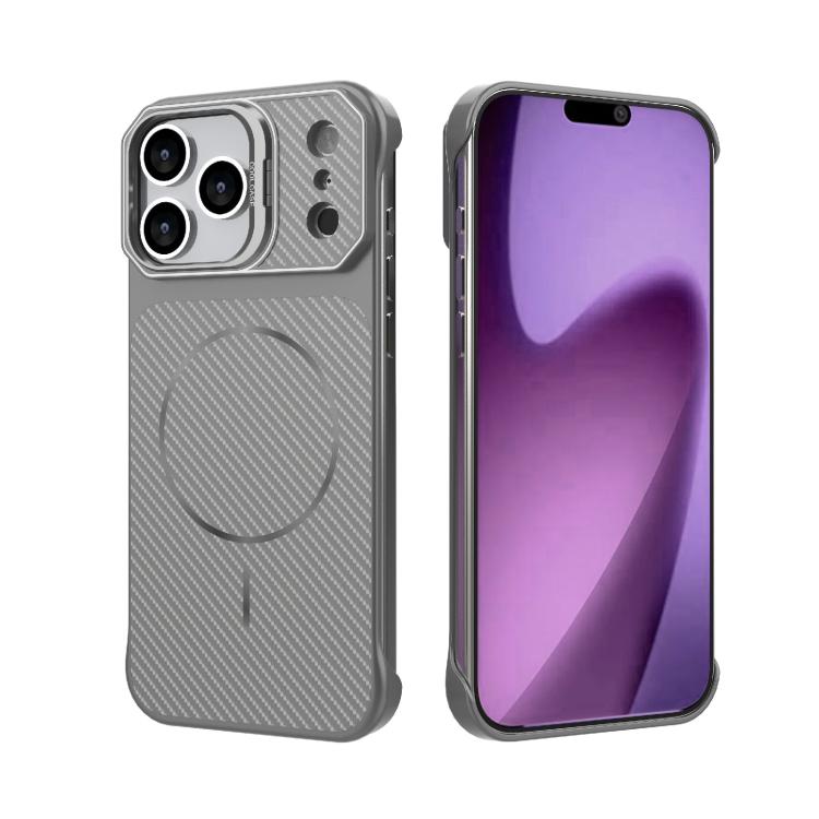 Custodia magnetica per telefono in PC con texture in fibra di carbonio, senza cornice e a metà rivestimento., For iPhone 18 Pro, For iPhone 18 Pro Max, For iPhone 17 Pro Max, For iPhone 17 Pro