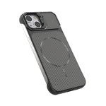 Custodia magnetica per telefono in PC con texture in fibra di carbonio, senza cornice e a metà rivestimento., For iPhone 13