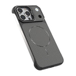 Custodia magnetica per telefono in PC con texture in fibra di carbonio, senza cornice e a metà rivestimento., For iPhone 14 Pro, For iPhone 14 Pro Max, For iPhone 13 Pro Max, For iPhone 13 Pro