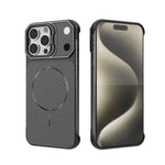 Custodia magnetica per telefono in PC con texture in fibra di carbonio, senza cornice e a metà rivestimento., For iPhone 16, For iPhone 15 Pro Max, For iPhone 15, For iPhone 14