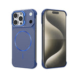 Custodia magnetica per telefono in PC con texture in fibra di carbonio, senza cornice e a metà rivestimento., For iPhone 16, For iPhone 15 Pro Max, For iPhone 15, For iPhone 14