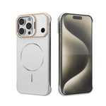 Custodia magnetica per telefono in PC con texture in fibra di carbonio, senza cornice e a metà rivestimento., For iPhone 16, For iPhone 15 Pro Max, For iPhone 15, For iPhone 14