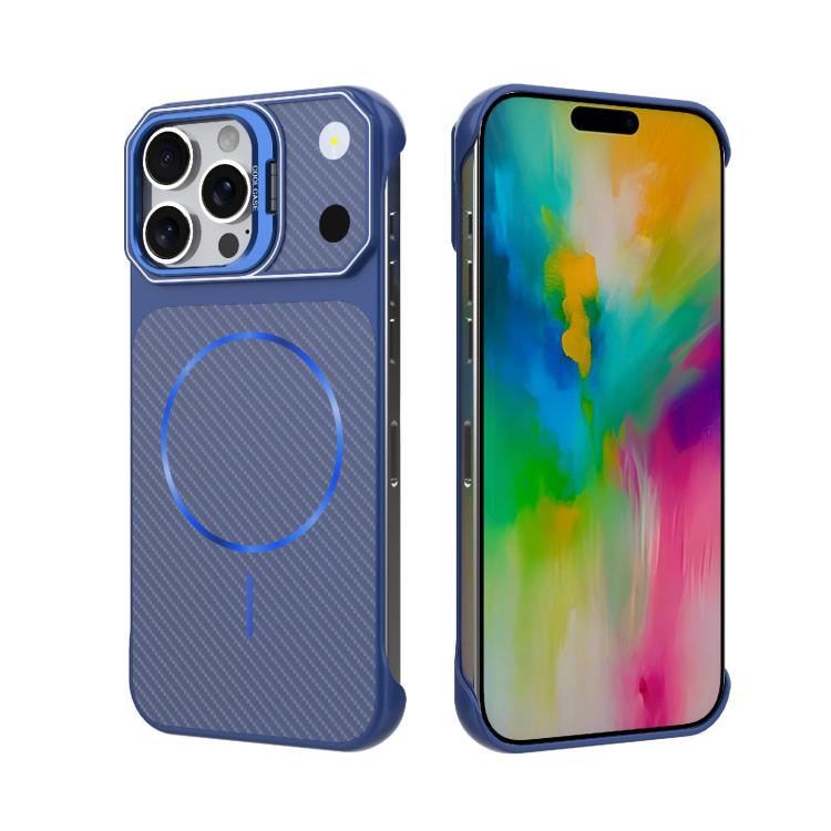 Custodia magnetica per telefono in PC con texture in fibra di carbonio, senza cornice e a metà rivestimento., For iPhone 17, For iPhone 16 Pro Max, For iPhone 16 Pro, For iPhone 16 Plus