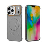 Custodia magnetica per telefono in PC con texture in fibra di carbonio, senza cornice e a metà rivestimento., For iPhone 17, For iPhone 16 Pro Max, For iPhone 16 Pro, For iPhone 16 Plus