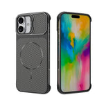 Custodia magnetica per telefono in PC con texture in fibra di carbonio, senza cornice e a metà rivestimento., For iPhone 16, For iPhone 15 Pro Max, For iPhone 15, For iPhone 14