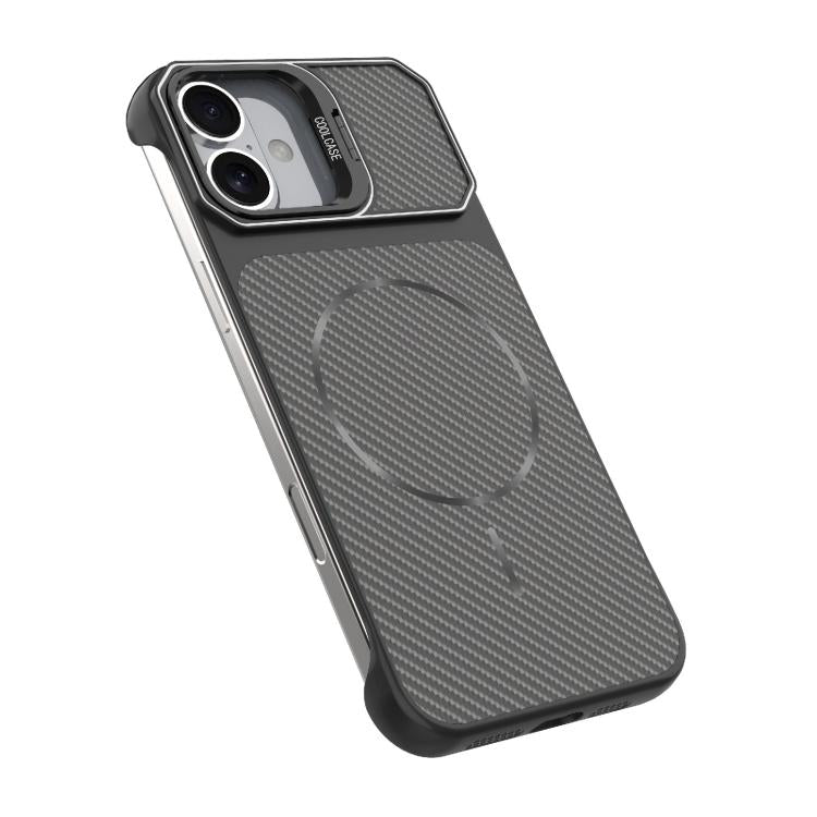 Custodia magnetica per telefono in PC con texture in fibra di carbonio, senza cornice e a metà rivestimento., For iPhone 16, For iPhone 15 Pro Max, For iPhone 15, For iPhone 14