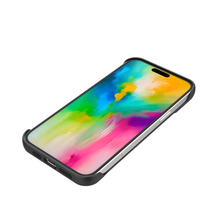 Custodia magnetica per telefono in PC con texture in fibra di carbonio, senza cornice e a metà rivestimento., For iPhone 17, For iPhone 16 Pro Max, For iPhone 16 Pro, For iPhone 16 Plus