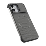 Custodia magnetica per telefono in PC con texture in fibra di carbonio, senza cornice e a metà rivestimento., For iPhone 17, For iPhone 16 Pro Max, For iPhone 16 Pro, For iPhone 16 Plus