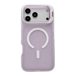 Custodia magnetica per telefono con supporto per obiettivo fotografico satinato effetto pelle., For iPhone 17e / 16e, For iPhone 17 Pro Max, For iPhone 17 Pro, For iPhone 17
