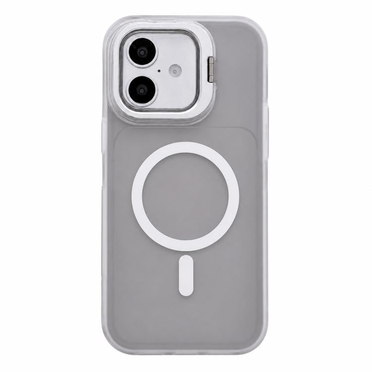 Custodia magnetica per telefono con supporto per obiettivo fotografico satinato effetto pelle., For iPhone 17e / 16e, For iPhone 17 Pro Max, For iPhone 17 Pro, For iPhone 17