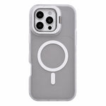 Custodia magnetica per telefono con supporto per obiettivo fotografico satinato effetto pelle., For iPhone 16 Pro Max, For iPhone 16 Pro, For iPhone 16 Plus, For iPhone 16