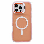 Custodia magnetica per telefono con supporto per obiettivo fotografico satinato effetto pelle., For iPhone 16 Pro Max, For iPhone 16 Pro, For iPhone 16 Plus, For iPhone 16