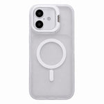 Custodia magnetica per telefono con supporto per obiettivo fotografico satinato effetto pelle., For iPhone 16 Pro Max, For iPhone 16 Pro, For iPhone 16 Plus, For iPhone 16