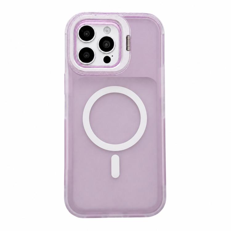 Custodia magnetica per telefono con supporto per obiettivo fotografico satinato effetto pelle., For iPhone 15 Pro Max, For iPhone 15 Pro, For iPhone 15 Plus, For iPhone 15