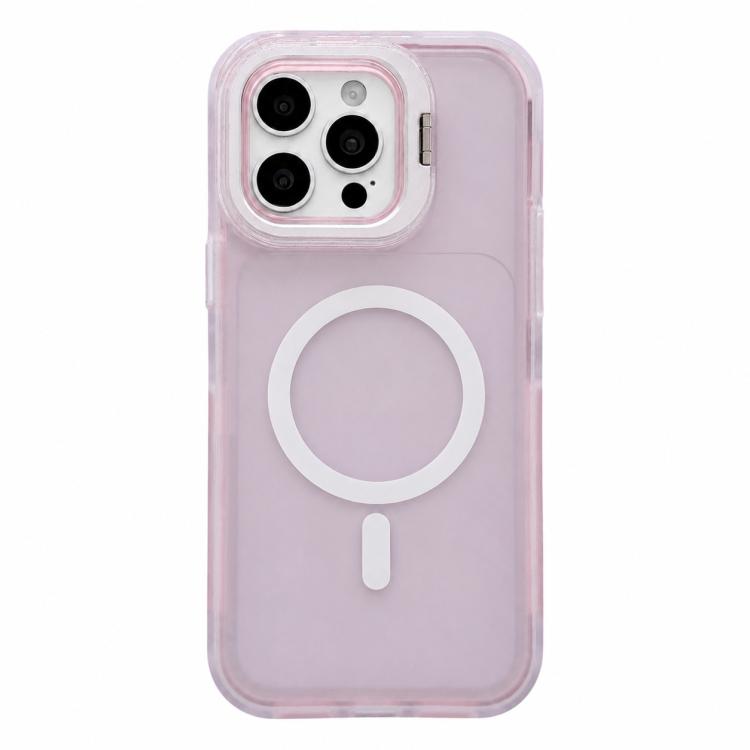 Custodia magnetica per telefono con supporto per obiettivo fotografico satinato effetto pelle., For iPhone 15 Pro Max, For iPhone 15 Pro, For iPhone 15 Plus, For iPhone 15