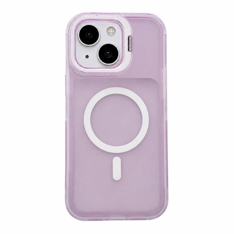 Custodia magnetica per telefono con supporto per obiettivo fotografico satinato effetto pelle., For iPhone 15 Pro Max, For iPhone 15 Pro, For iPhone 15 Plus, For iPhone 15