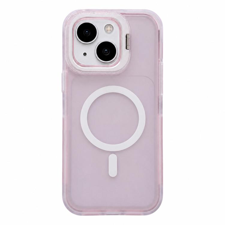 Custodia magnetica per telefono con supporto per obiettivo fotografico satinato effetto pelle., For iPhone 15 Pro Max, For iPhone 15 Pro, For iPhone 15 Plus, For iPhone 15