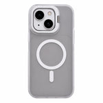 Custodia magnetica per telefono con supporto per obiettivo fotografico satinato effetto pelle., For iPhone 15 Pro Max, For iPhone 15 Pro, For iPhone 15 Plus, For iPhone 15