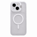 Custodia magnetica per telefono con supporto per obiettivo fotografico satinato effetto pelle., For iPhone 15 Pro Max, For iPhone 15 Pro, For iPhone 15 Plus, For iPhone 15