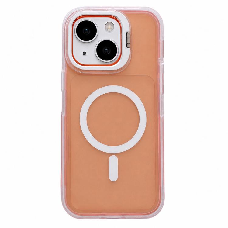 Custodia magnetica per telefono con supporto per obiettivo fotografico satinato effetto pelle., For iPhone 15 Pro Max, For iPhone 15 Pro, For iPhone 15 Plus, For iPhone 15