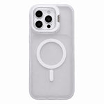 Custodia magnetica per telefono con supporto per obiettivo fotografico satinato effetto pelle., For iPhone 14 Plus, For iPhone 14, For iPhone 14 Pro, For iPhone 14 Pro Max