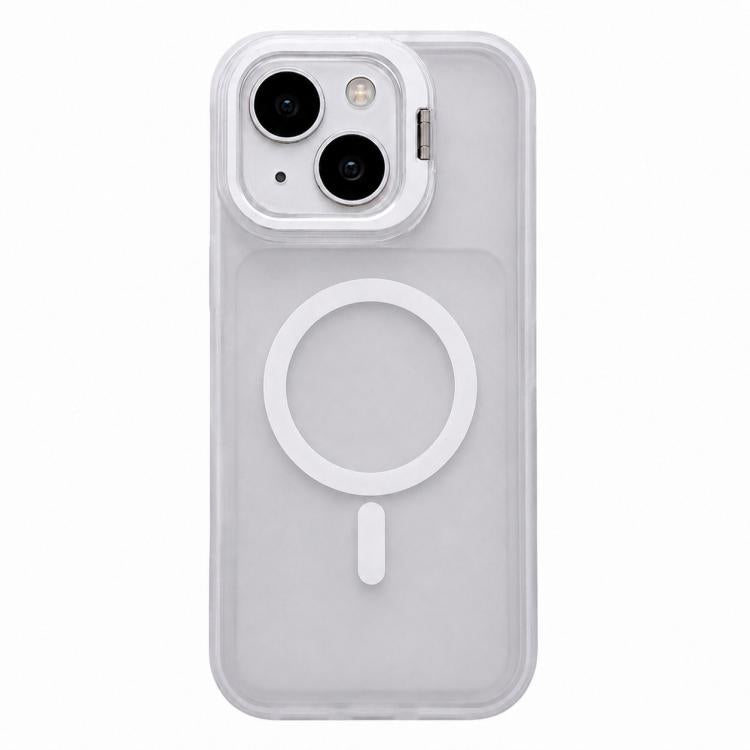 Custodia magnetica per telefono con supporto per obiettivo fotografico satinato effetto pelle., For iPhone 14 Plus, For iPhone 14, For iPhone 14 Pro, For iPhone 14 Pro Max
