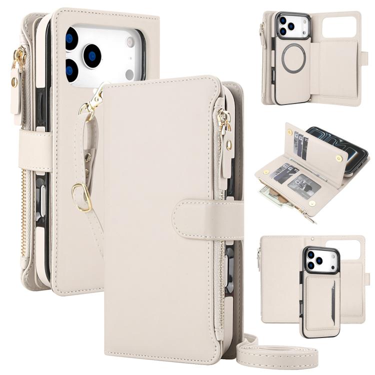 KLT-033 Portafoglio 2 in 1 con cerniera rimovibile e custodia magnetica per telefono con cordino, For iPhone 17 Pro Max, For iPhone 17 Pro, For iPhone 17