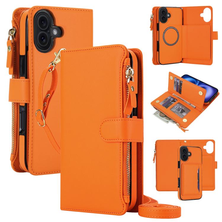 KLT-033 Portafoglio 2 in 1 con cerniera rimovibile e custodia magnetica per telefono con cordino, For iPhone 17 Pro Max, For iPhone 17 Pro, For iPhone 17