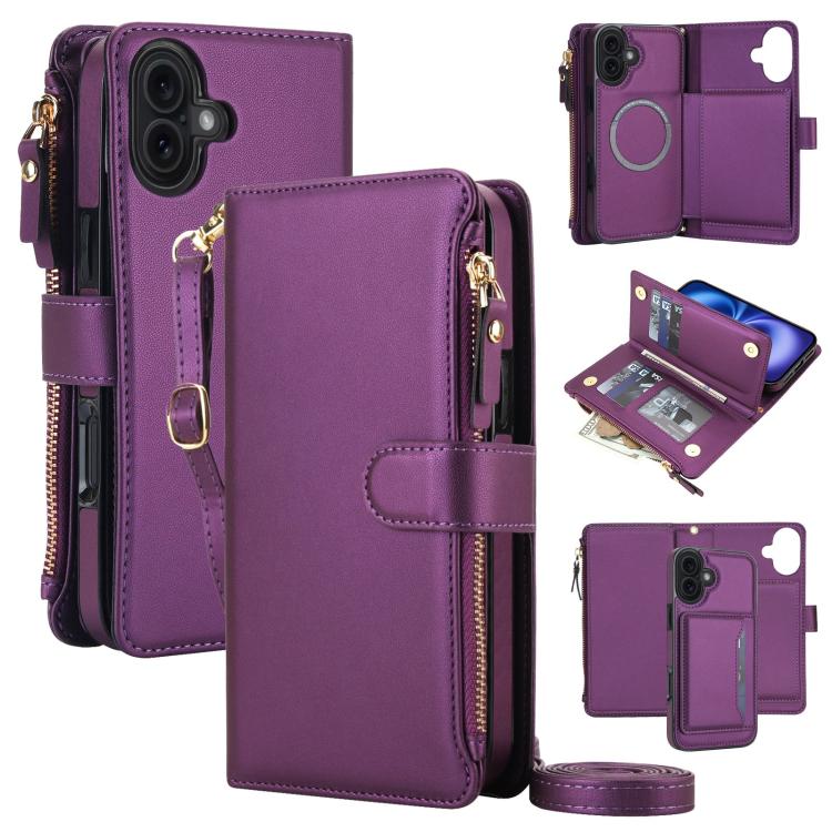 KLT-033 Portafoglio 2 in 1 con cerniera rimovibile e custodia magnetica per telefono con cordino, For iPhone 17 Pro Max, For iPhone 17 Pro, For iPhone 17