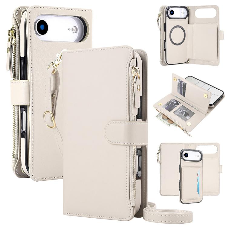 KLT-033 Portafoglio 2 in 1 con cerniera rimovibile e custodia magnetica per telefono con cordino, For iPhone Air, For iPhone 16 Pro Max, For iPhone 16 Pro