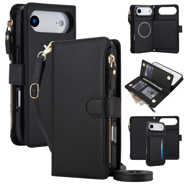 KLT-033 Portafoglio 2 in 1 con cerniera rimovibile e custodia magnetica per telefono con cordino, For iPhone Air, For iPhone 16 Pro Max, For iPhone 16 Pro
