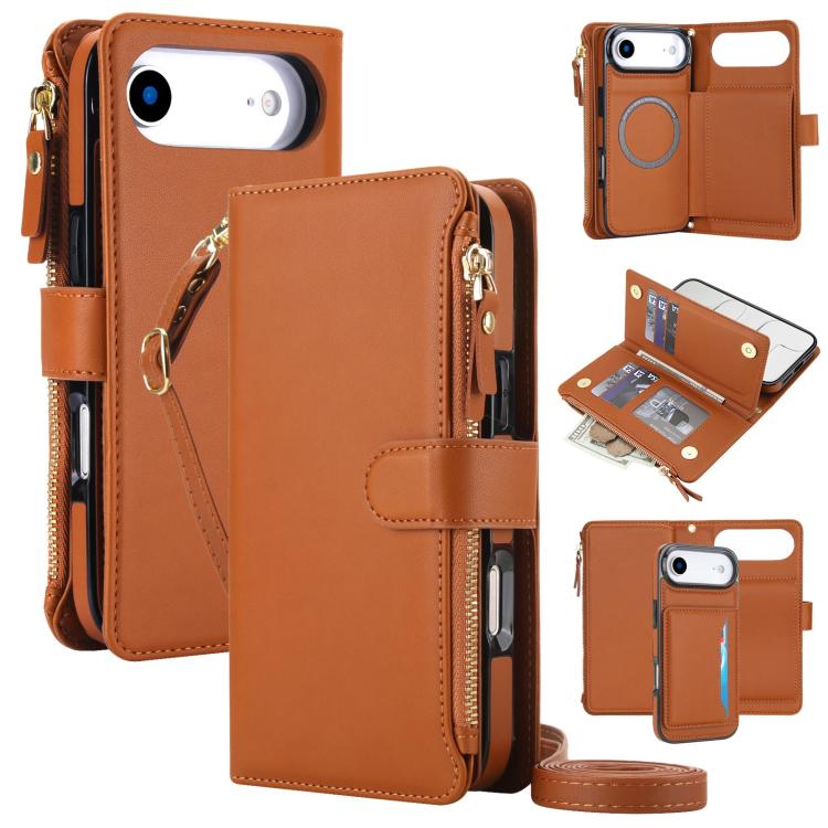 KLT-033 Portafoglio 2 in 1 con cerniera rimovibile e custodia magnetica per telefono con cordino, For iPhone Air, For iPhone 16 Pro Max, For iPhone 16 Pro
